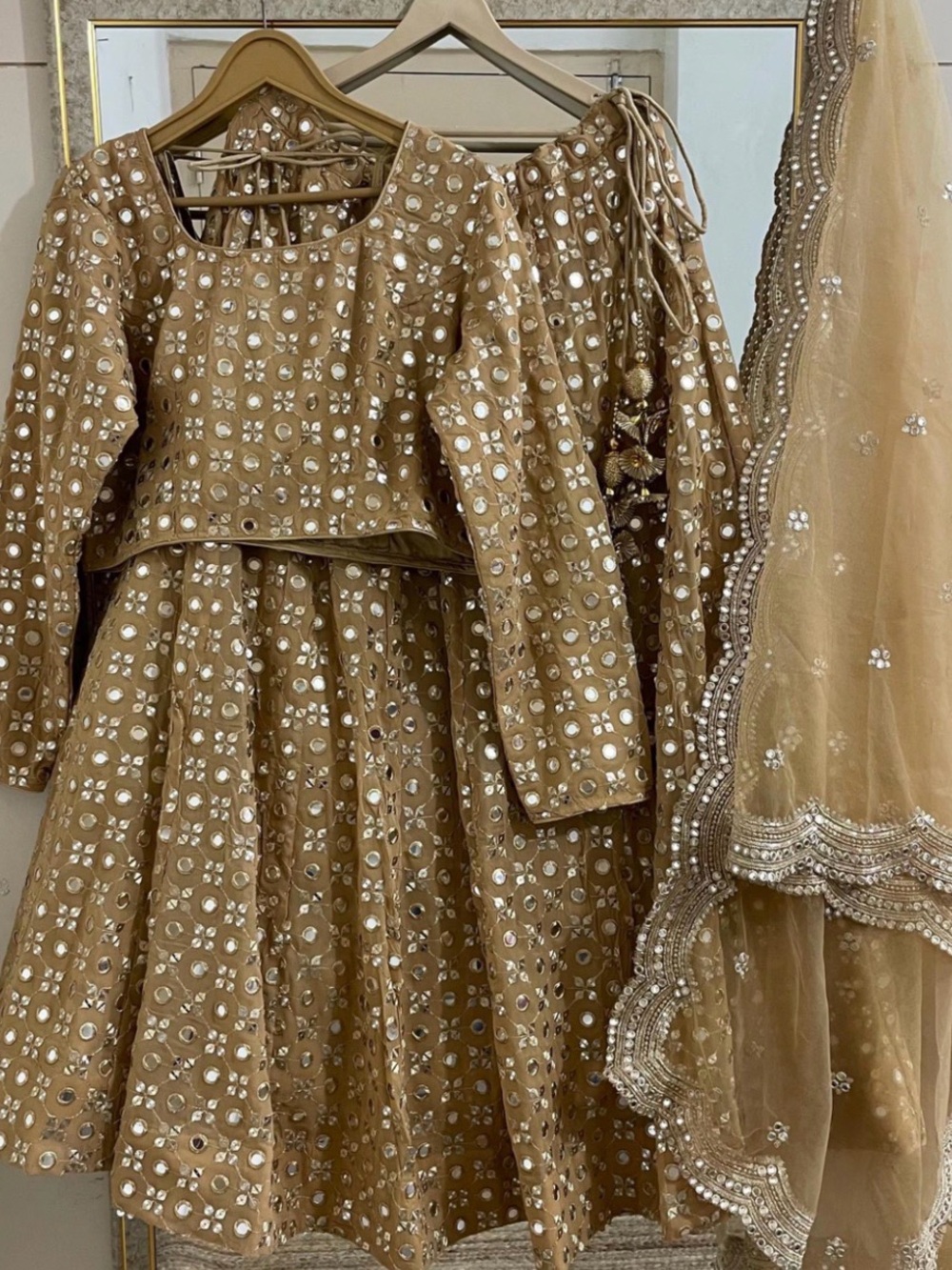 Kids Gold Embellished Lehenga Choli Set with Dupatta